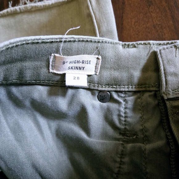 Madewell 9" High Rise Skinny Jeans Women's Olive Green Raw Hem Stretch Size 28 - Picture 10 of 13